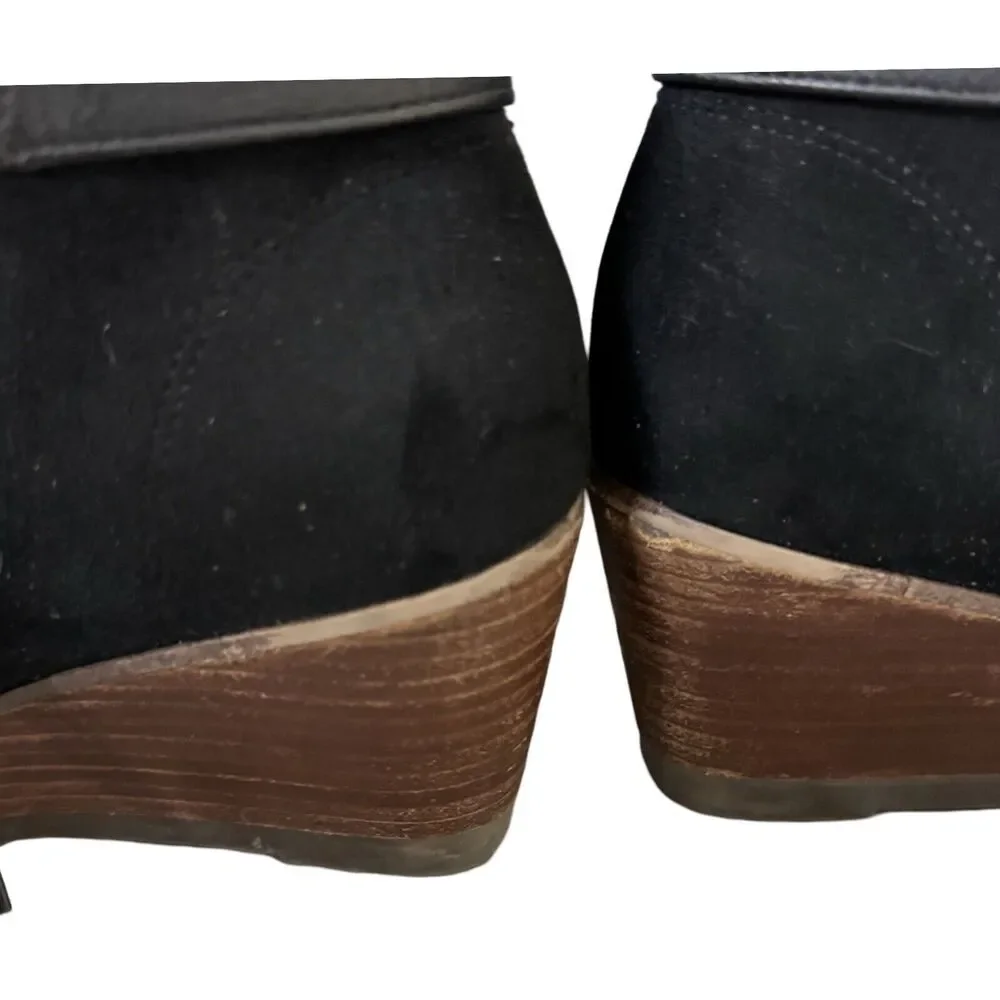Dr. Scholls Boots Womens 9 Black Noelle Wedge Casual Ankle Booties Casual Office
